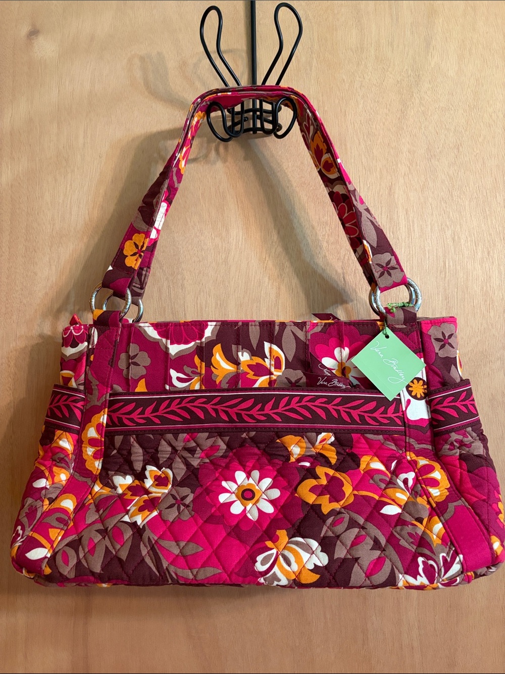 Vera Bradley Carnaby (Ret) Stephanie Shoulder Bag Satchel Fuchsia Floral VTG ‘09